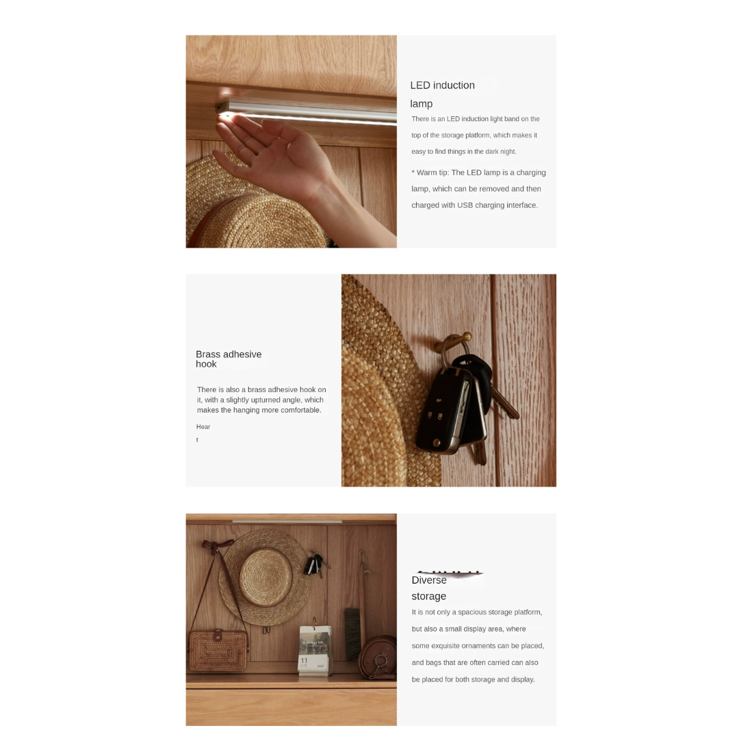 Oak Solid Wood Entrance Hall Cabinet Shoe Cabinet Integrated