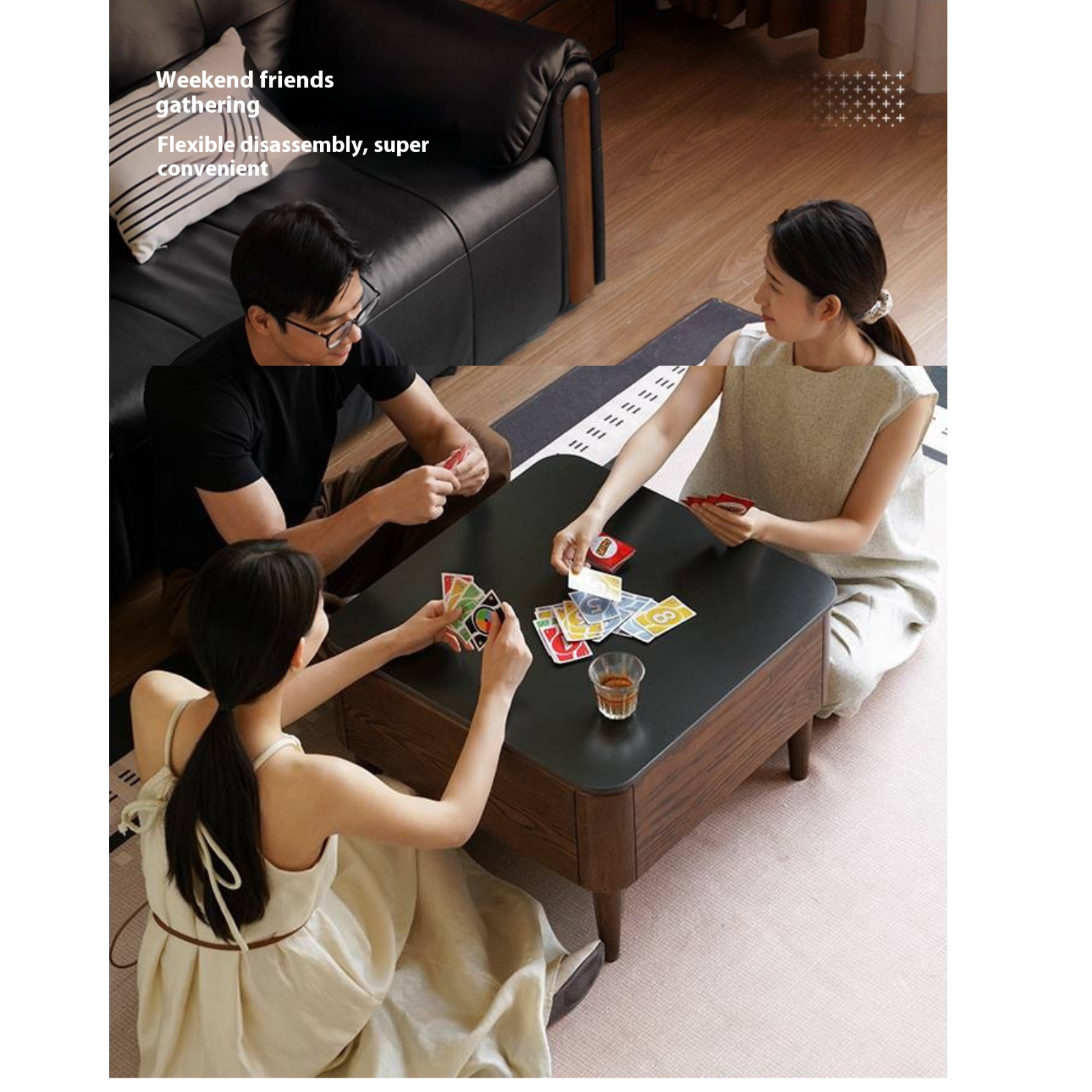 Oak Solid Wood Mobile Coffee Table