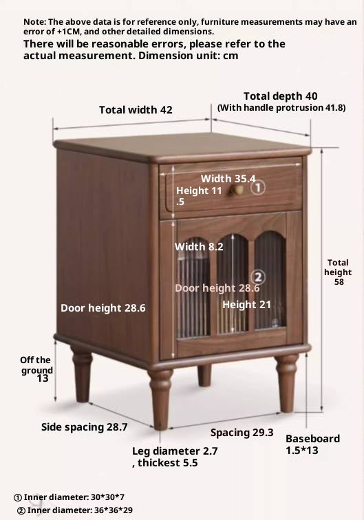 Black Walnut Solid Wood American Retro Nightstand