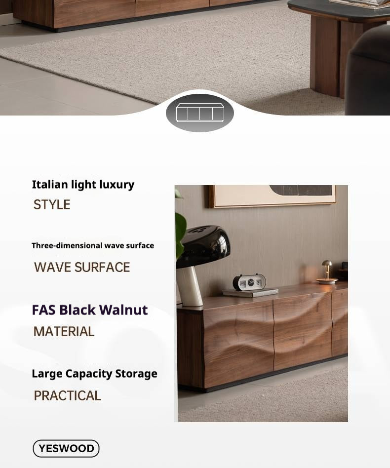 Solid Sandalwood, Black Walnut Solid Wood TV Cabinet Italian Light Luxury