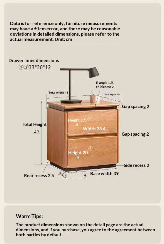 Cherry Solid Wood Retro Nightstand