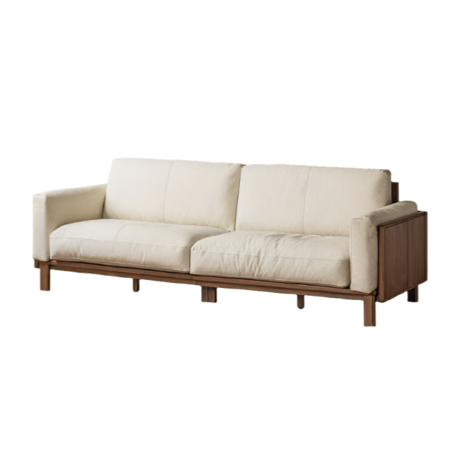 Black Walnut, Ash Solid Wood Leather High Back Sofa,