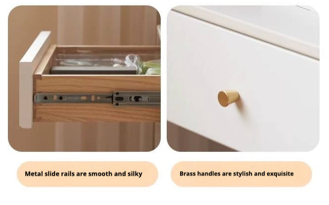 Poplar, Solid Rubberwood Rock Board Desk Bookshelf Integrated White Cream