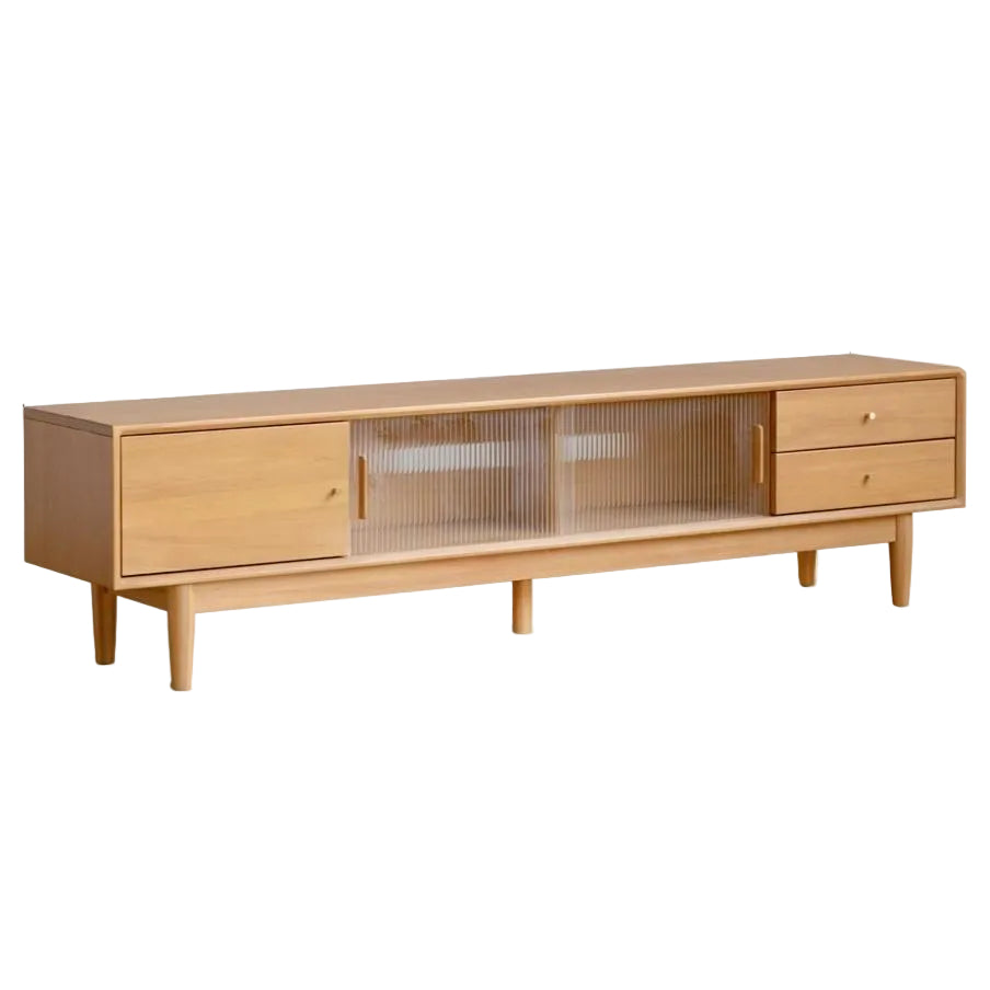 Poplar Solid Wood Glass Sliding Door Storage TV cabinet.