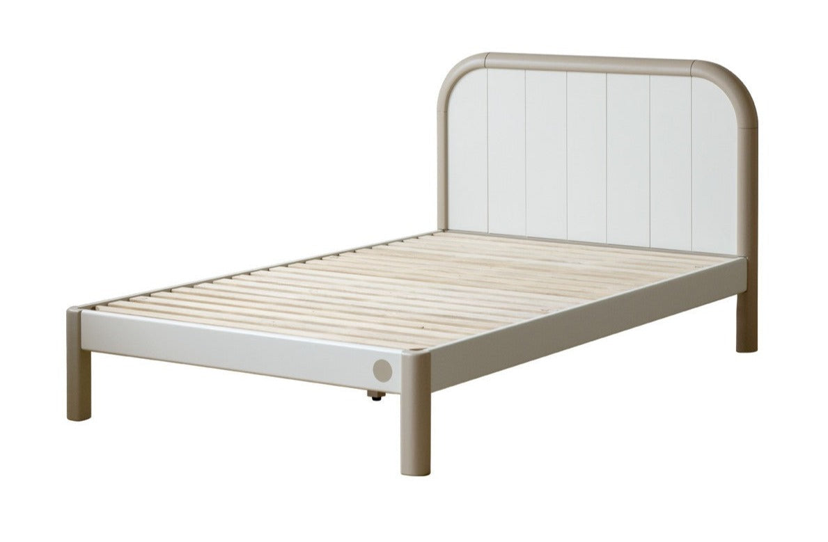 Poplar solid wood kids bed white cream<