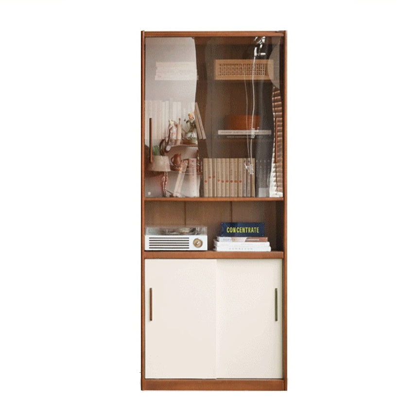 Poplar Solid Wood Antique Style Glass Combination Display Bookcase.