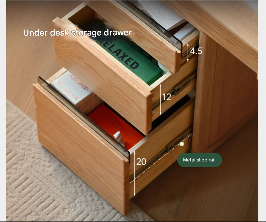 Oak Solid Wood Modern Computer Retractable Table