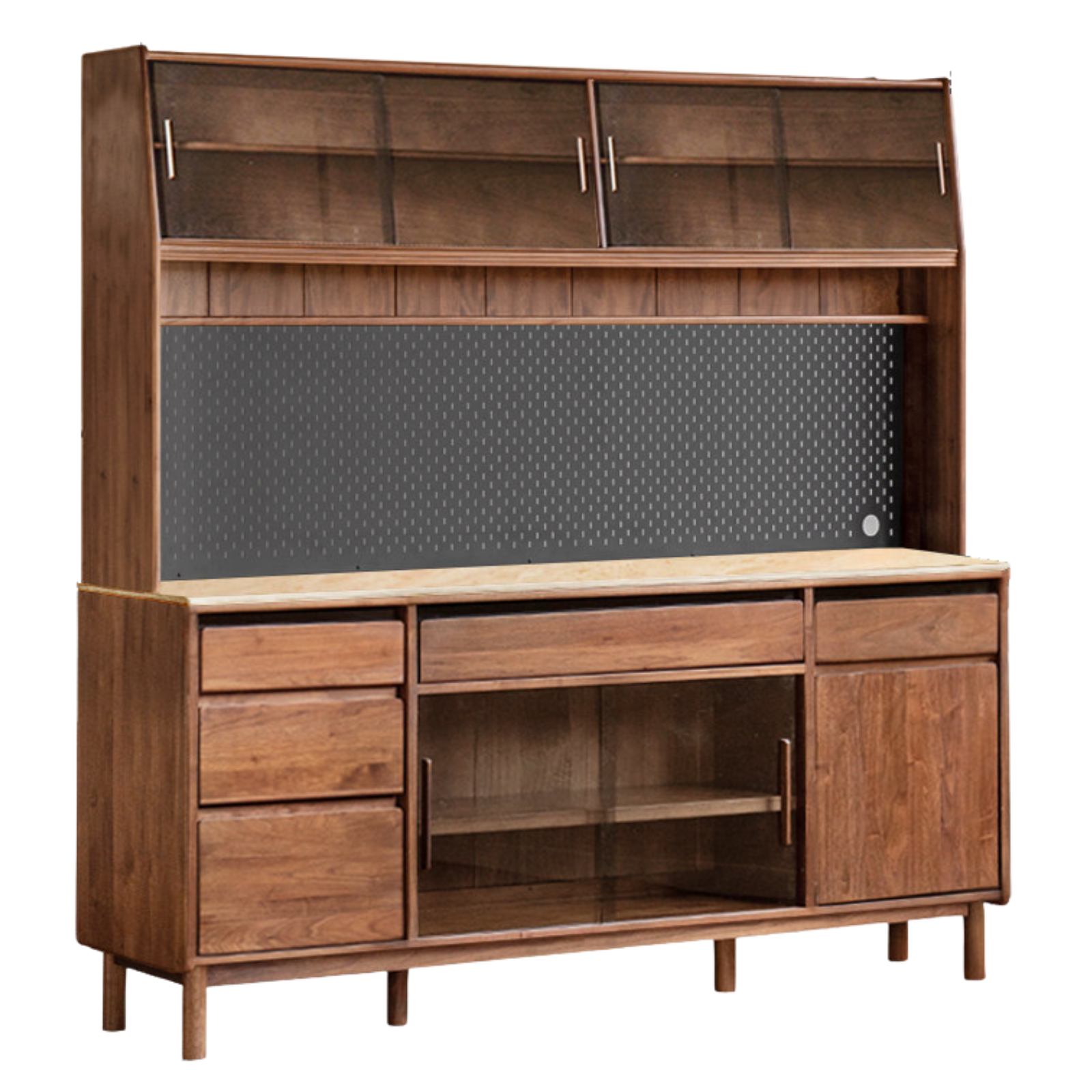 Black Walnut, Sandalwood Solid Wood Light Luxury Rock Plate Sideboard