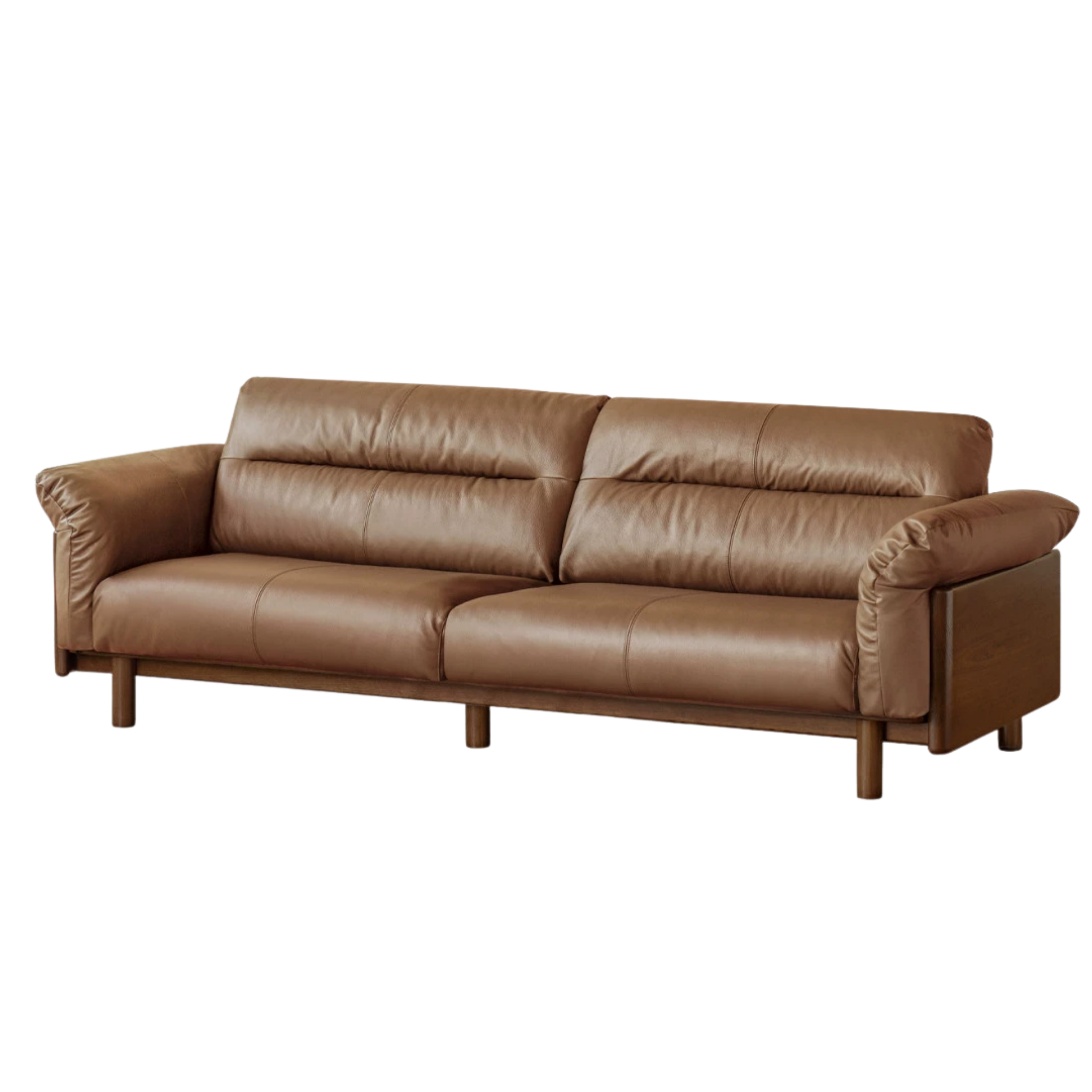 Black Walnut, Oak Solid Wood Sofa Genuine Leather, fabrics
