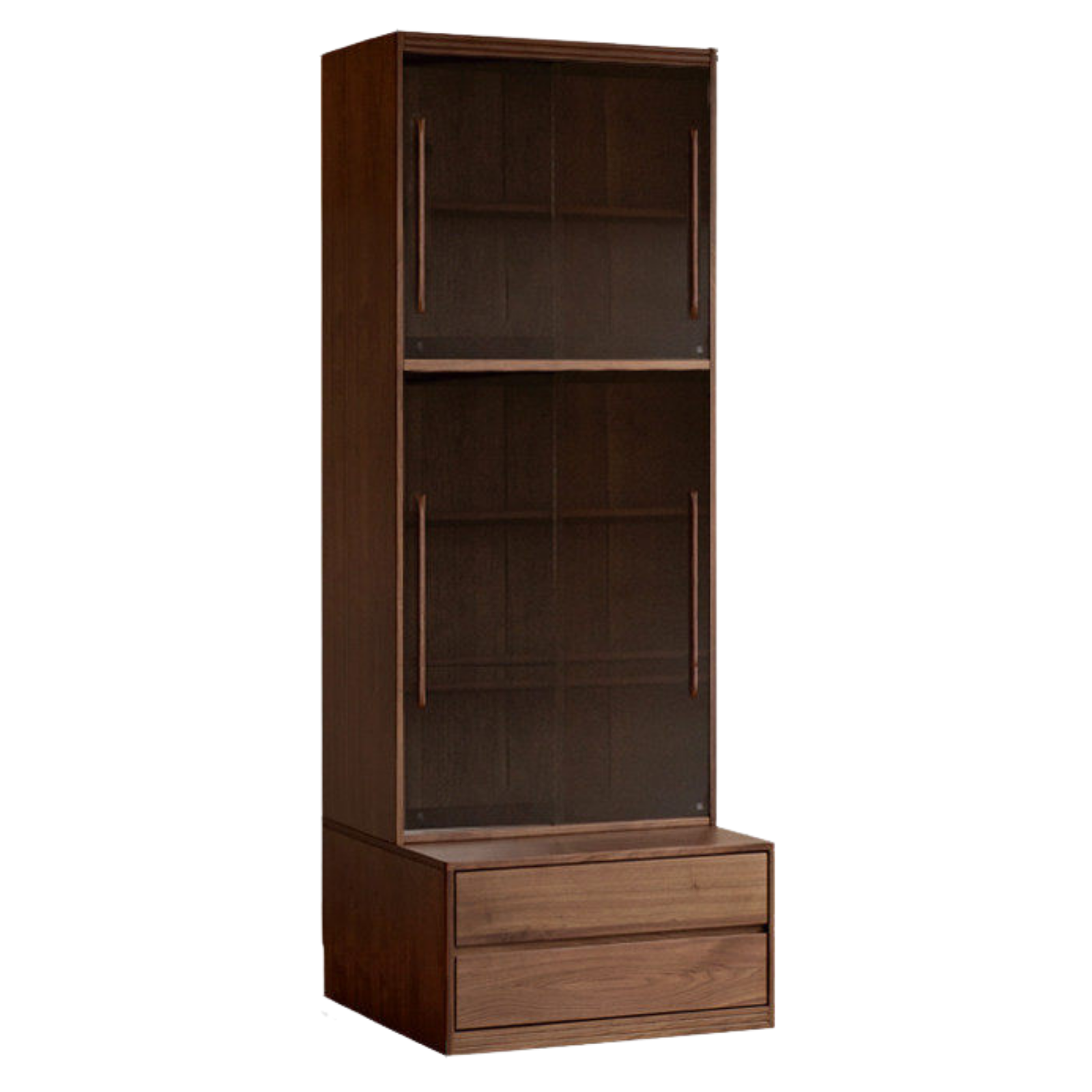 Black Walnut, Sandalwood Solid Wood Light Luxury Combined Bookshelf With Seat