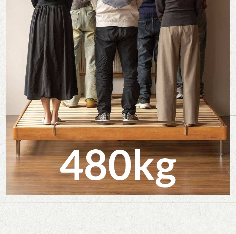 Cherry Solid Wood Bed with Modern Minimalist Design and Genuine Leather Headboard