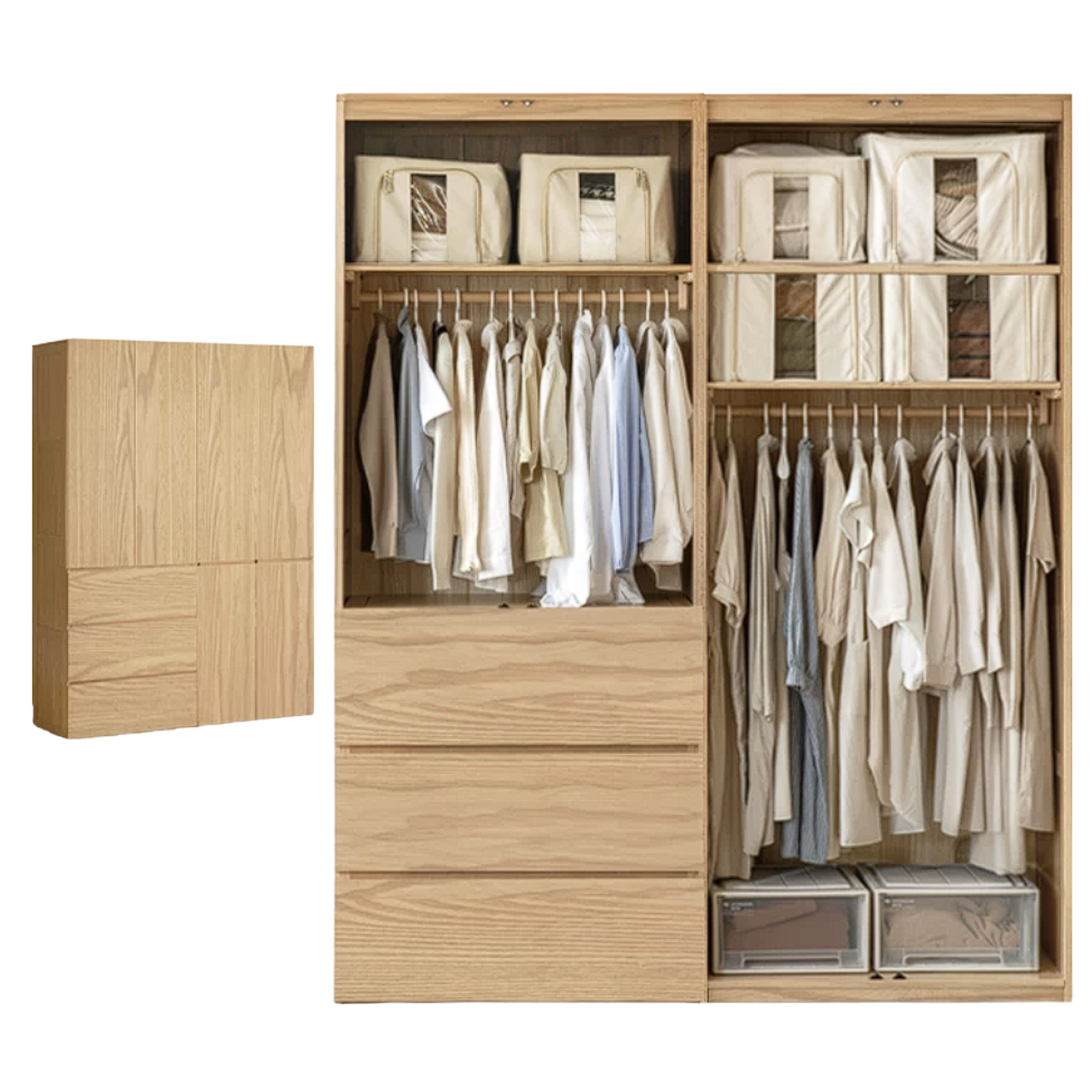 Oak, Ash Solid Wood Sectional Wardrobe