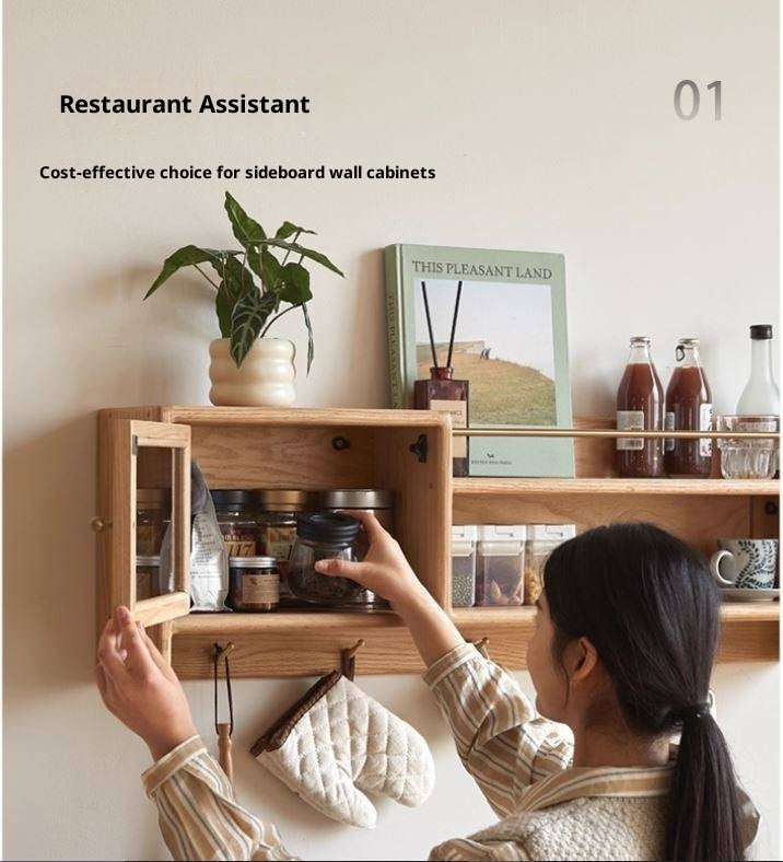 Oak Solid Wood Wall-Mounted Modern Cabinet