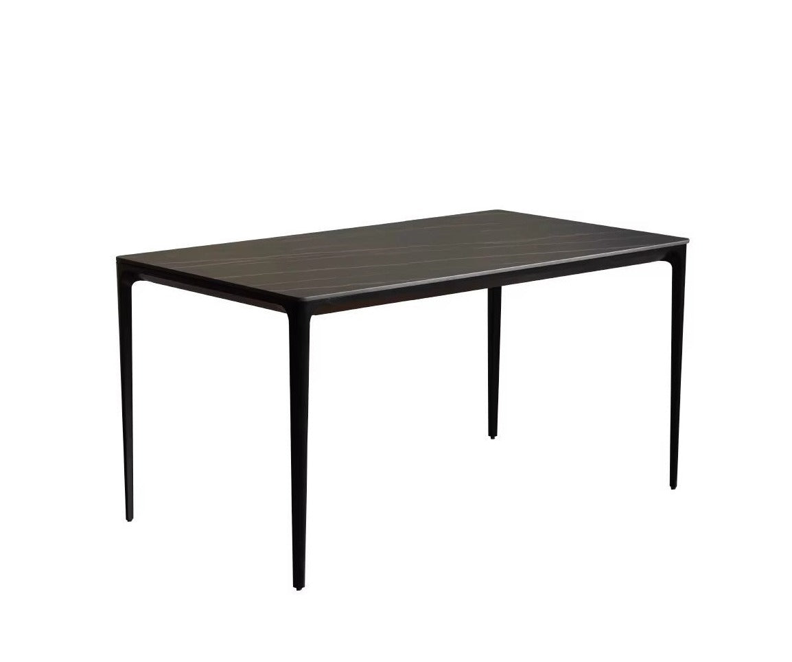 Rock Slab+Metal Italian Light Luxury Black Dining Table