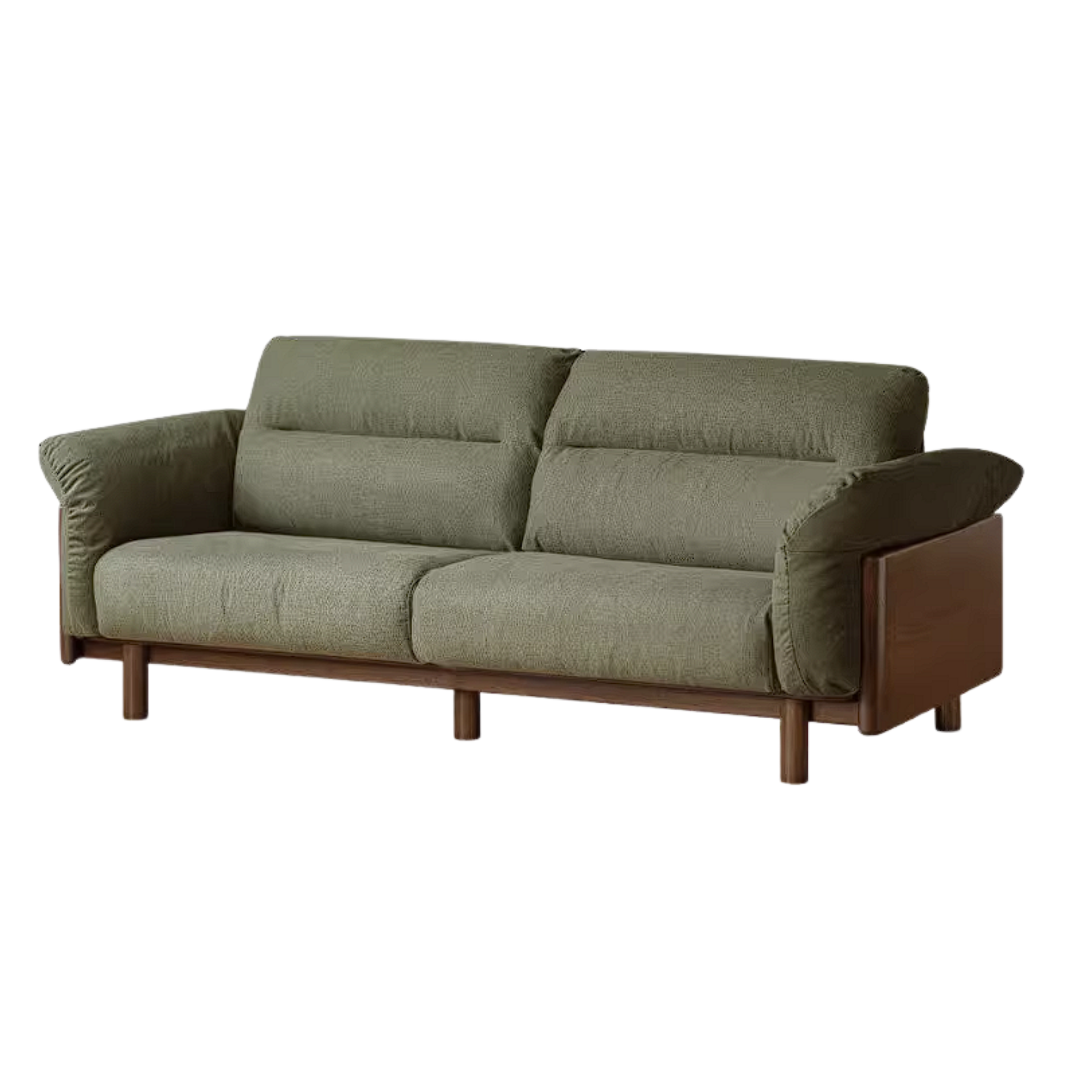 Oak Solid Wood Sofa with Wide Track Arms Genuine leather, fabric, removable and washable
