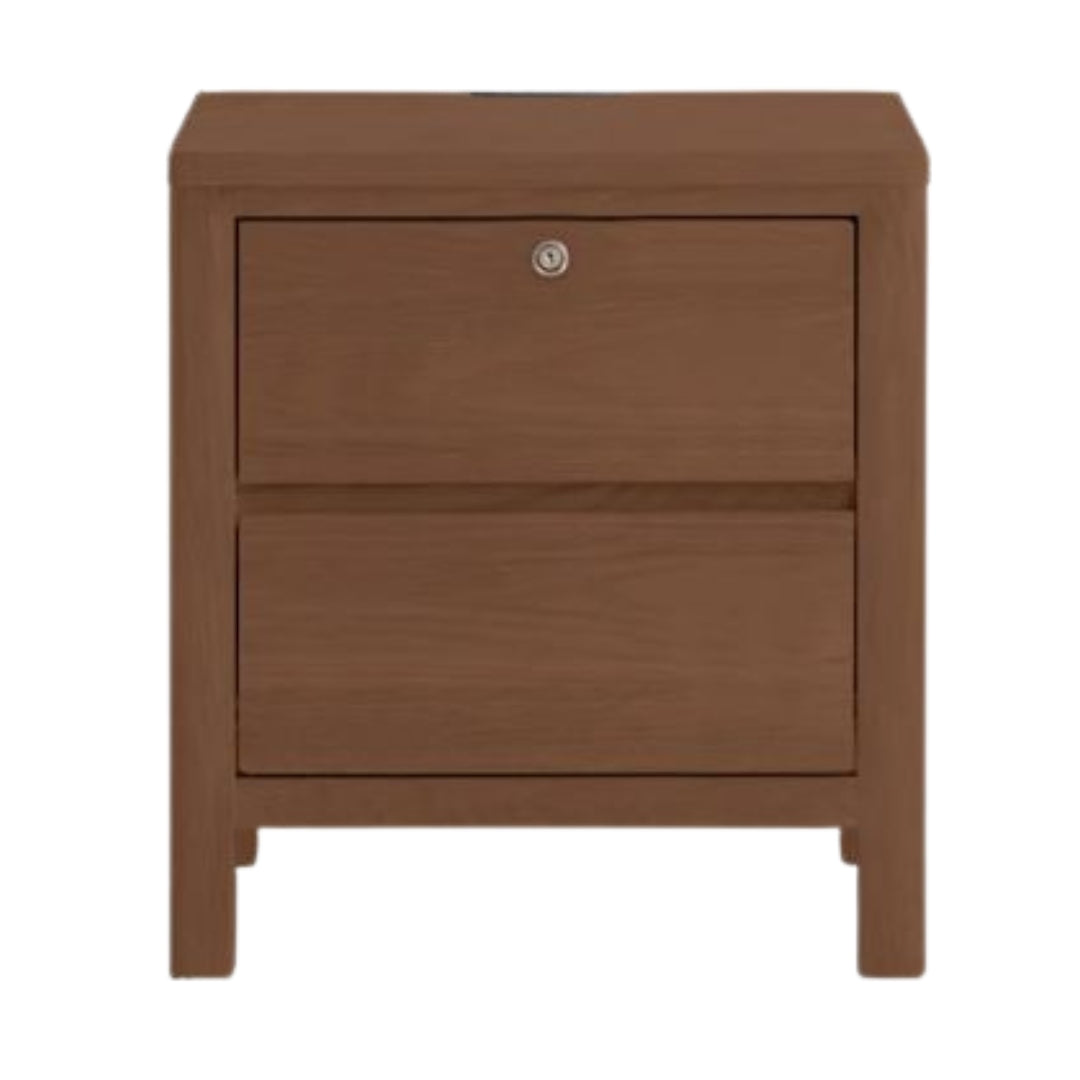 Oak Solid Wood, Solid Rubberwood Nightstand with Locker.