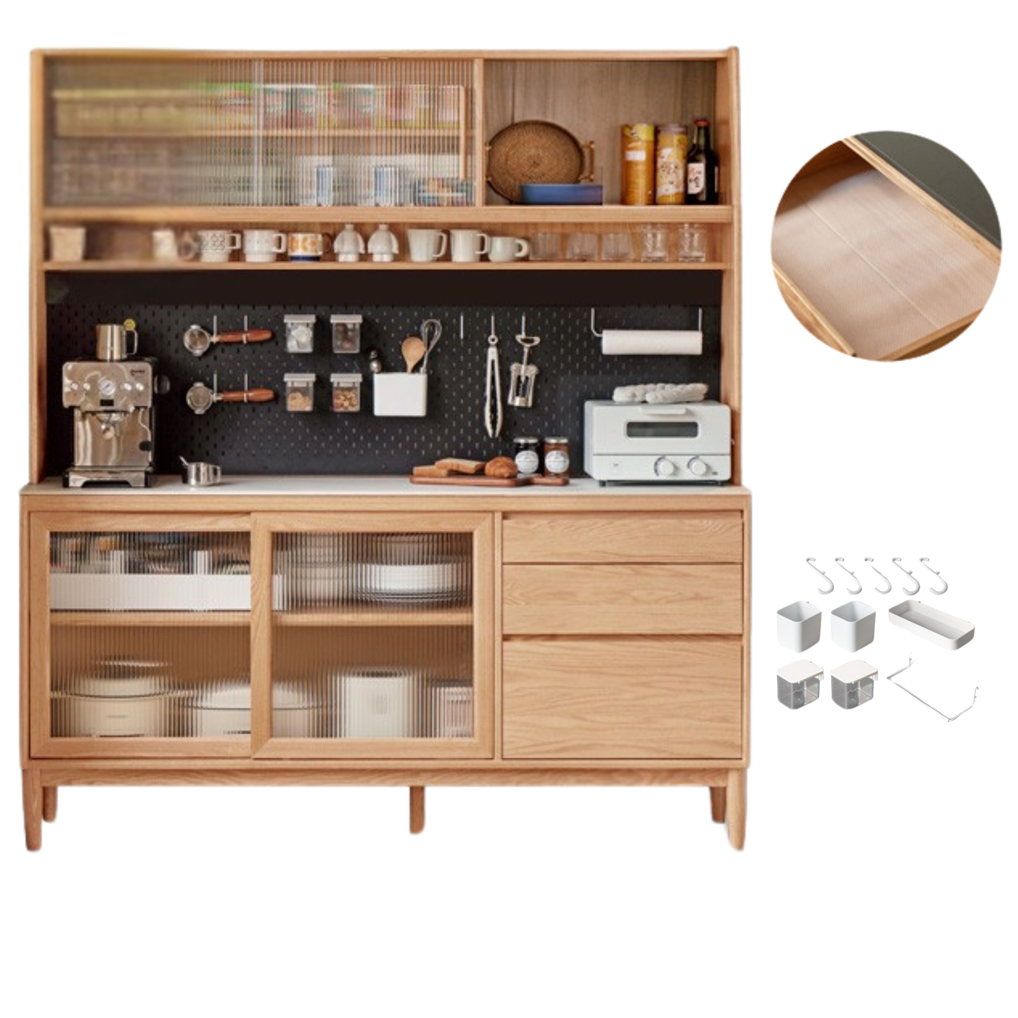 Oak, Ash Solid Wood Large Capacity Storage Sideboard