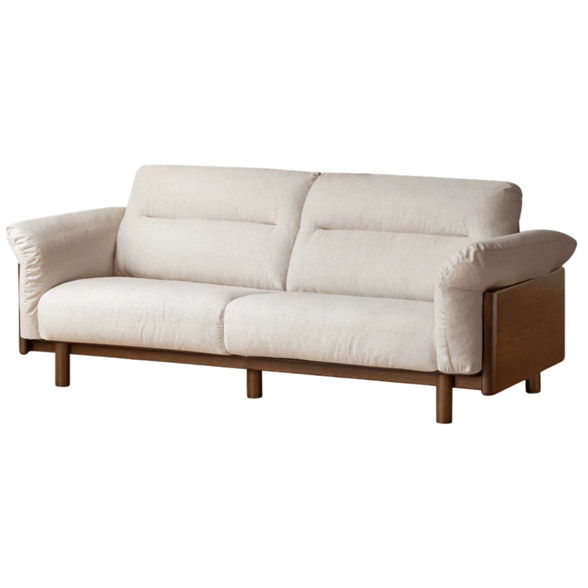 Black Walnut, Oak Solid Wood Sofa Genuine Leather, fabrics