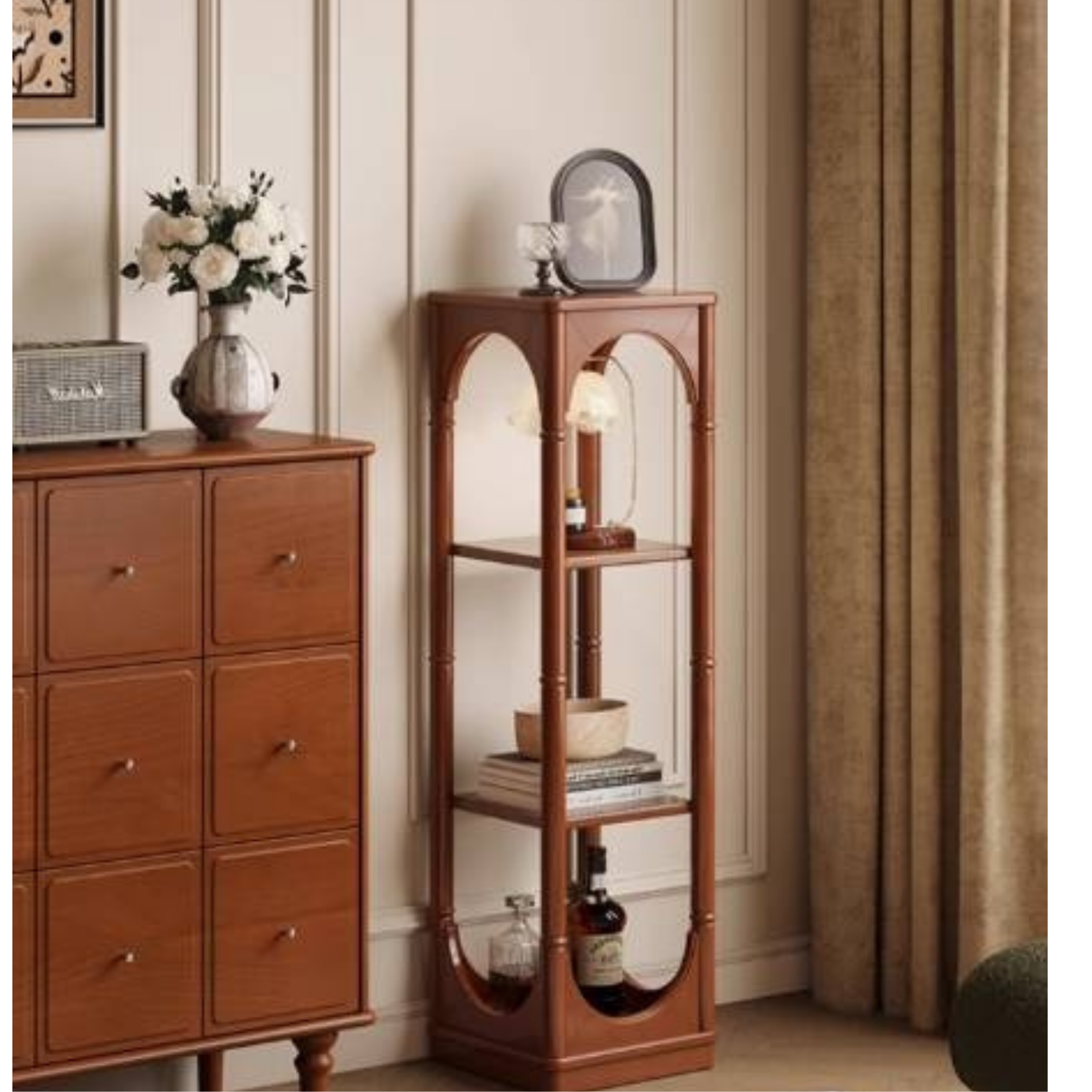 Poplar Solid Wood French Medieval Style Storage Rack.