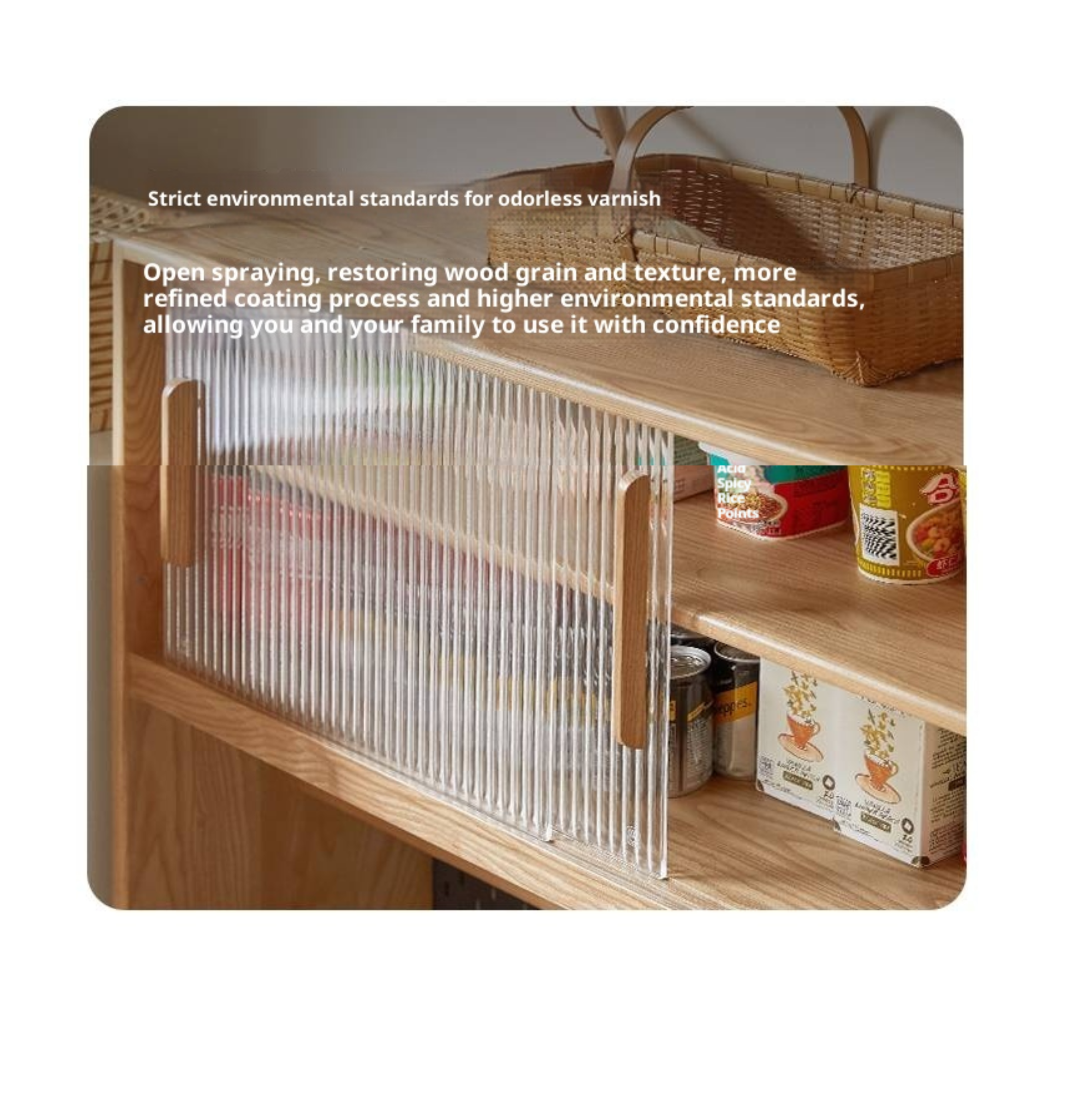 Ash Solid Wood White Wax Rock Plate Sideboard