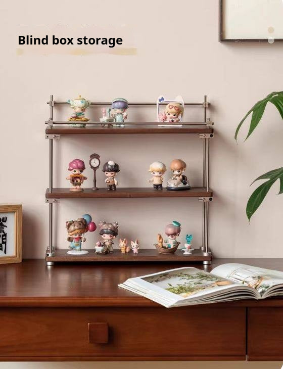 Sapele Solid Wood Multi Layer Storage Rack Antique Style