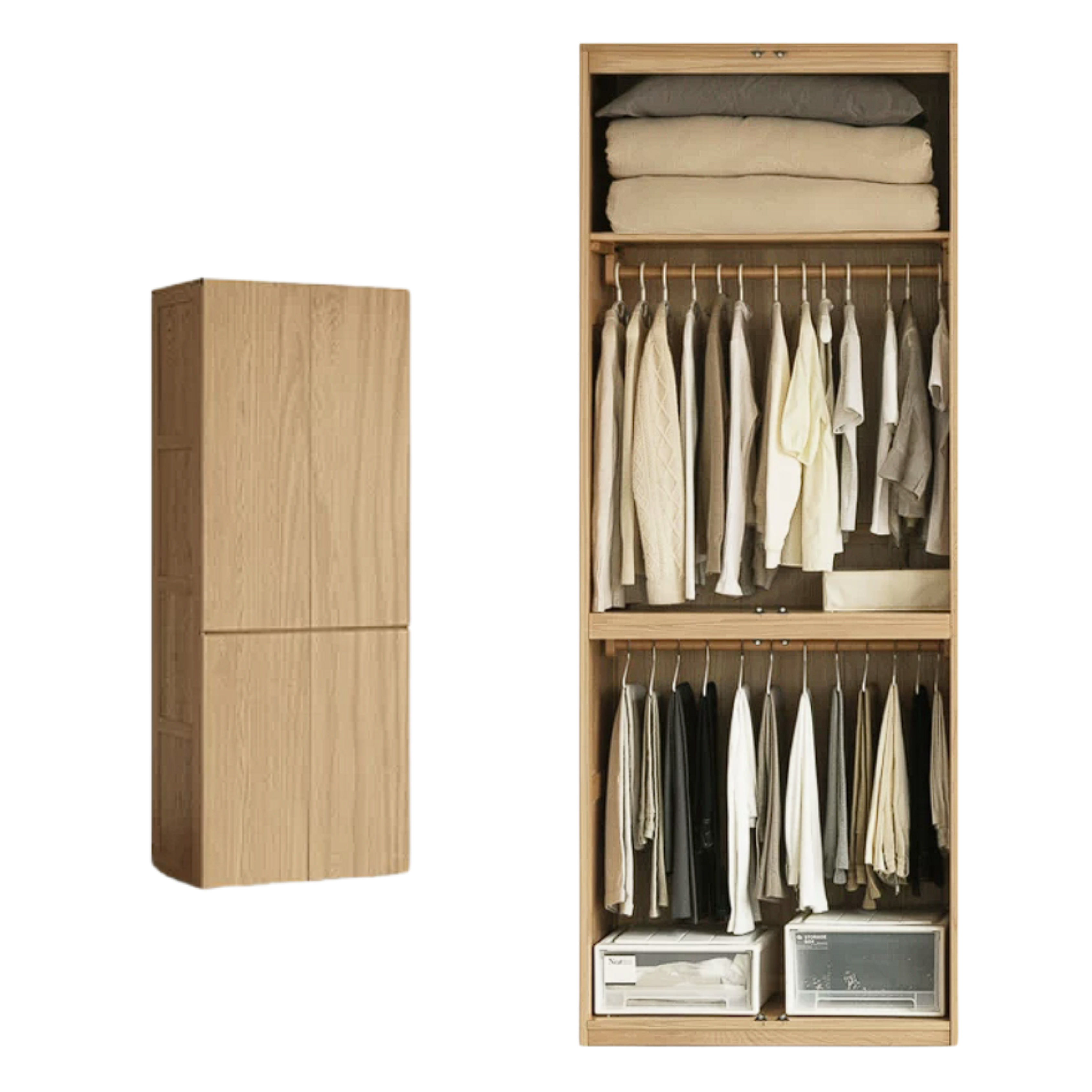 Oak, Ash Solid Wood Sectional Wardrobe