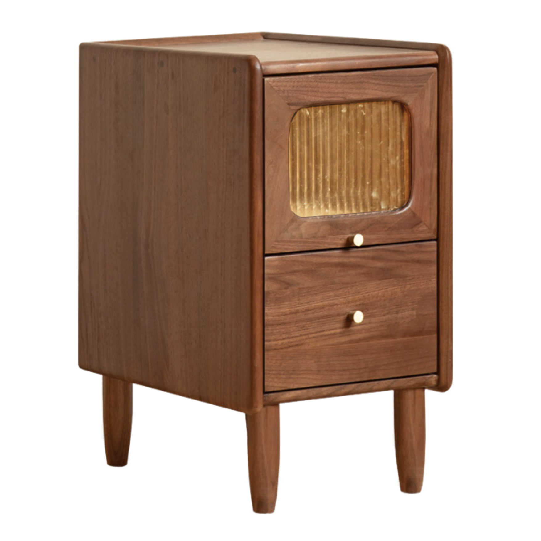 Black Walnut, Calpa Solid Wood Ultra-Narrow Nightstand.