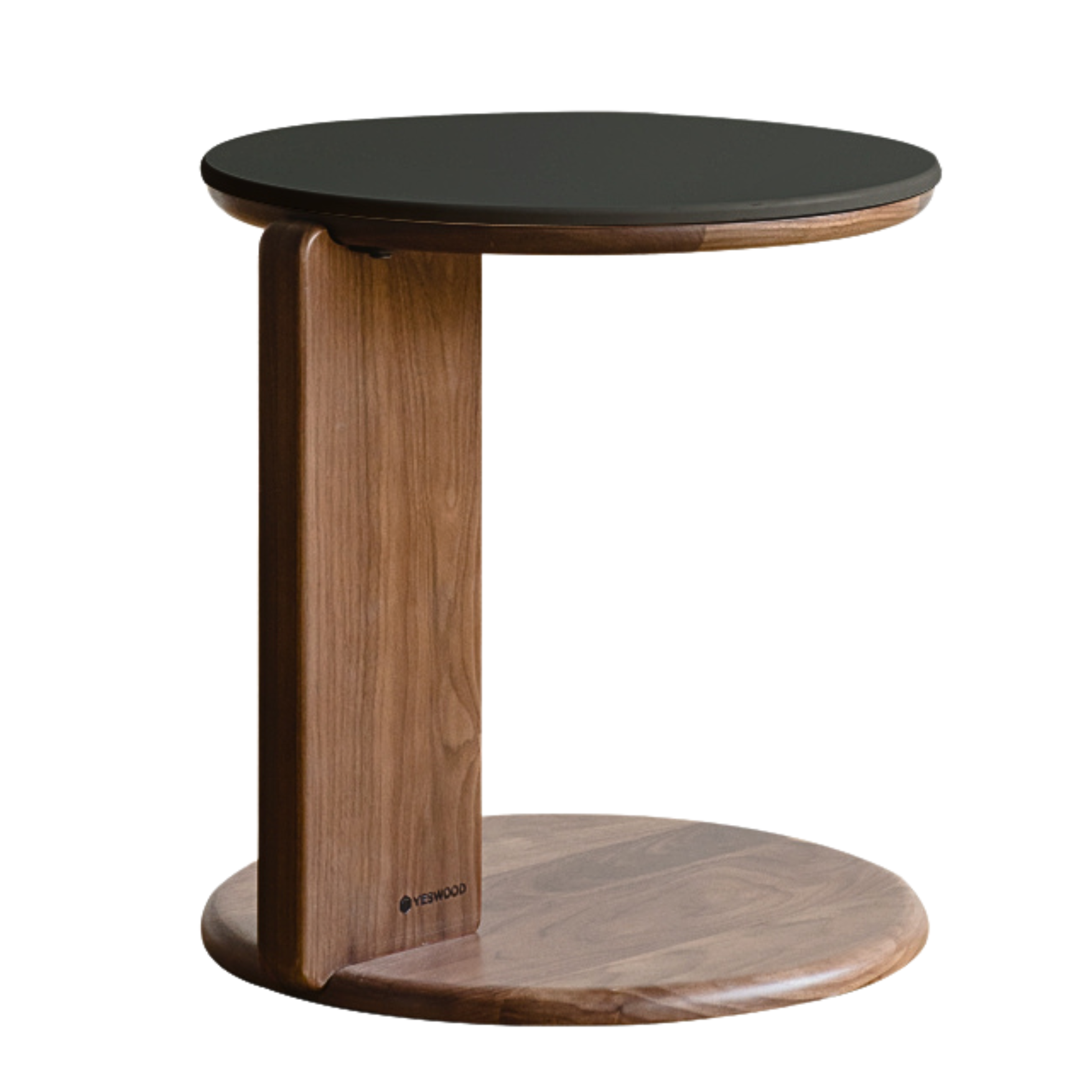 Black Walnut, Sandalwood Solid Wood Slate Round Coffee Table