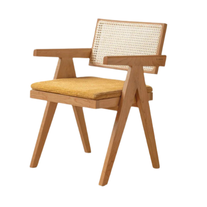 Cherry, Oak, Wax Solid Wood Light Luxury Leisure Dining Chair