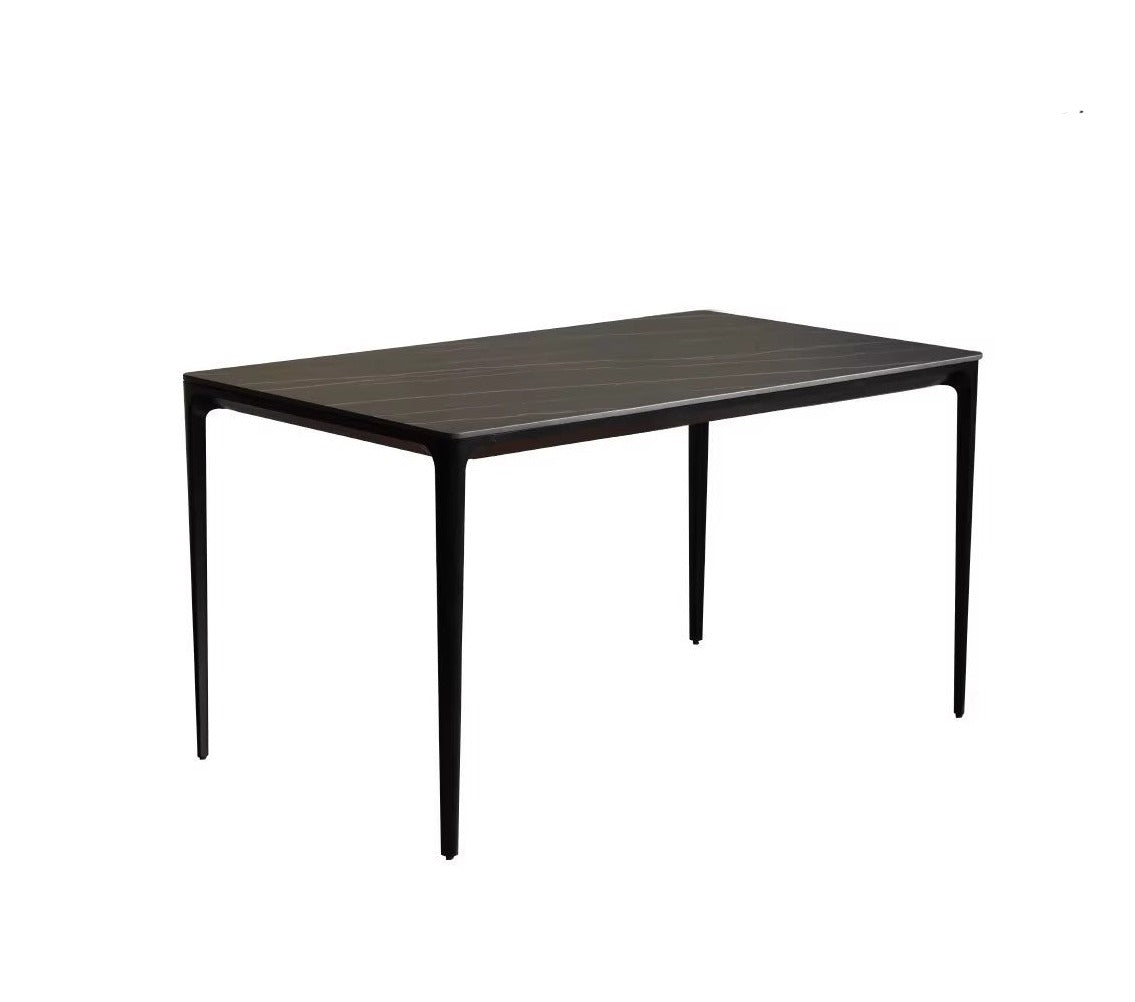Rock Slab+Metal Italian Light Luxury Black Dining Table