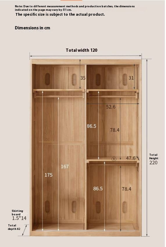 Ash Solid Wood Modern Wardrobe With Sliding Doors
