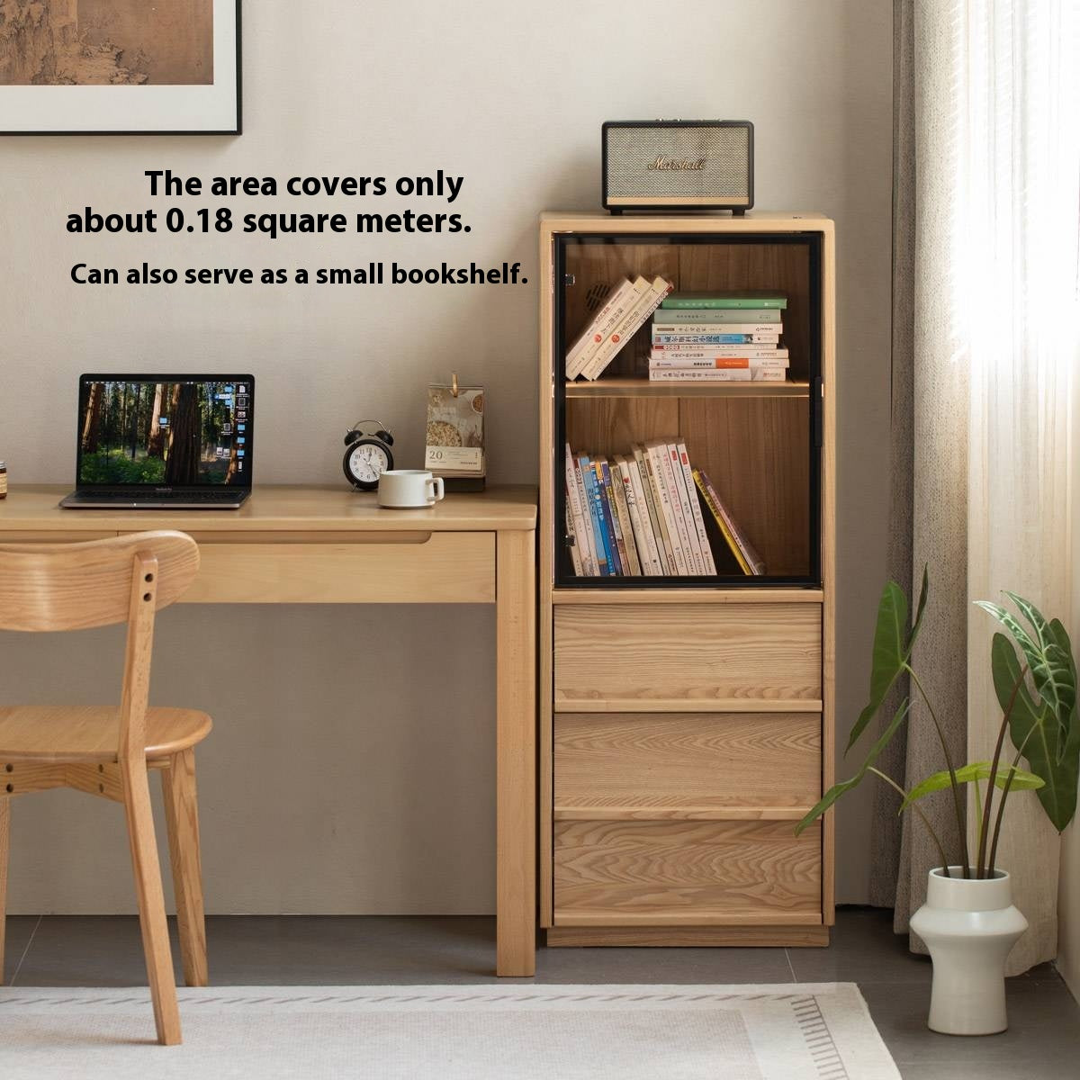 Ash Solid Wood Modern Side Cabinet.