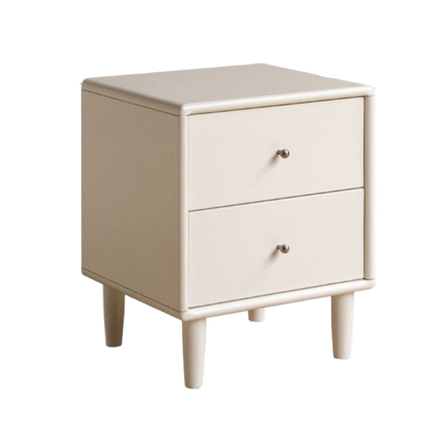 Solid RubberWood White Cream Style Nightstand