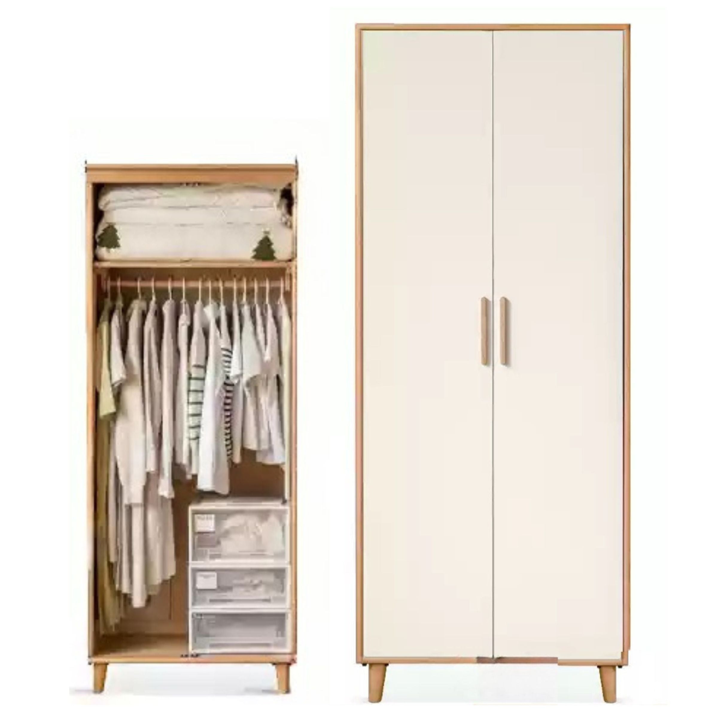 Oak Solid Wood Modern Wardrobe.