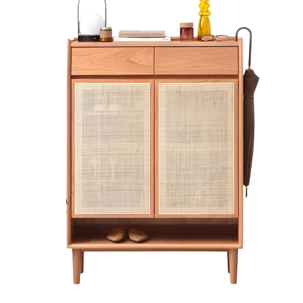 Сherry, Oak Solid Wood Rattan Locker Shoe Cabinet