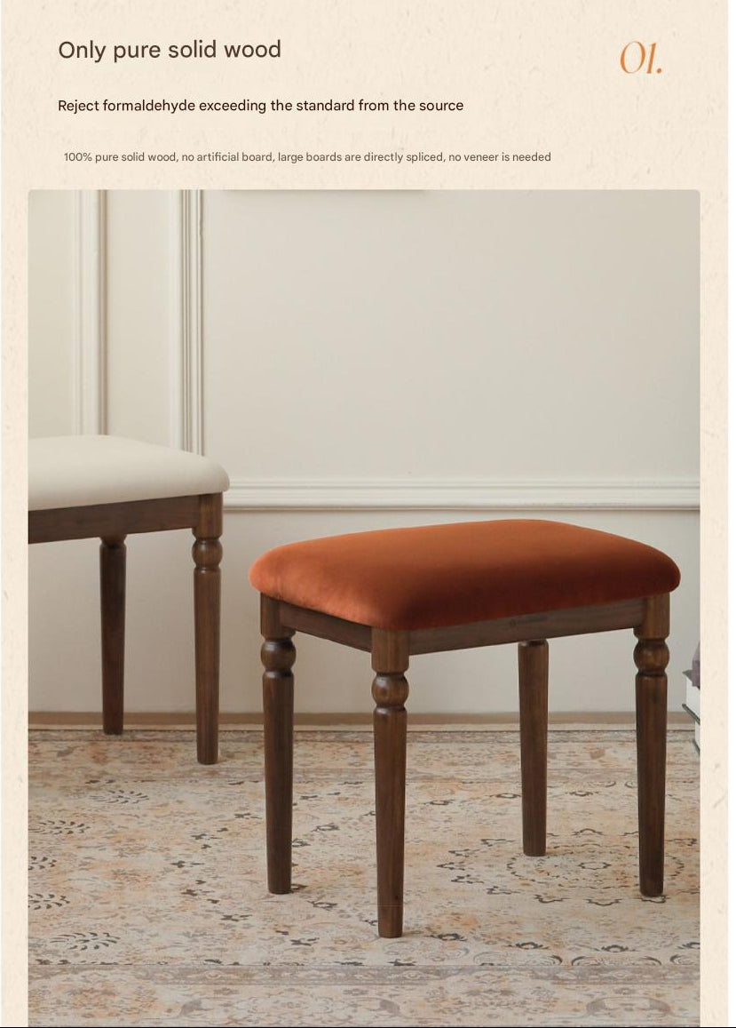 Black Walnut Solid Wood American Retro Makeup Stool