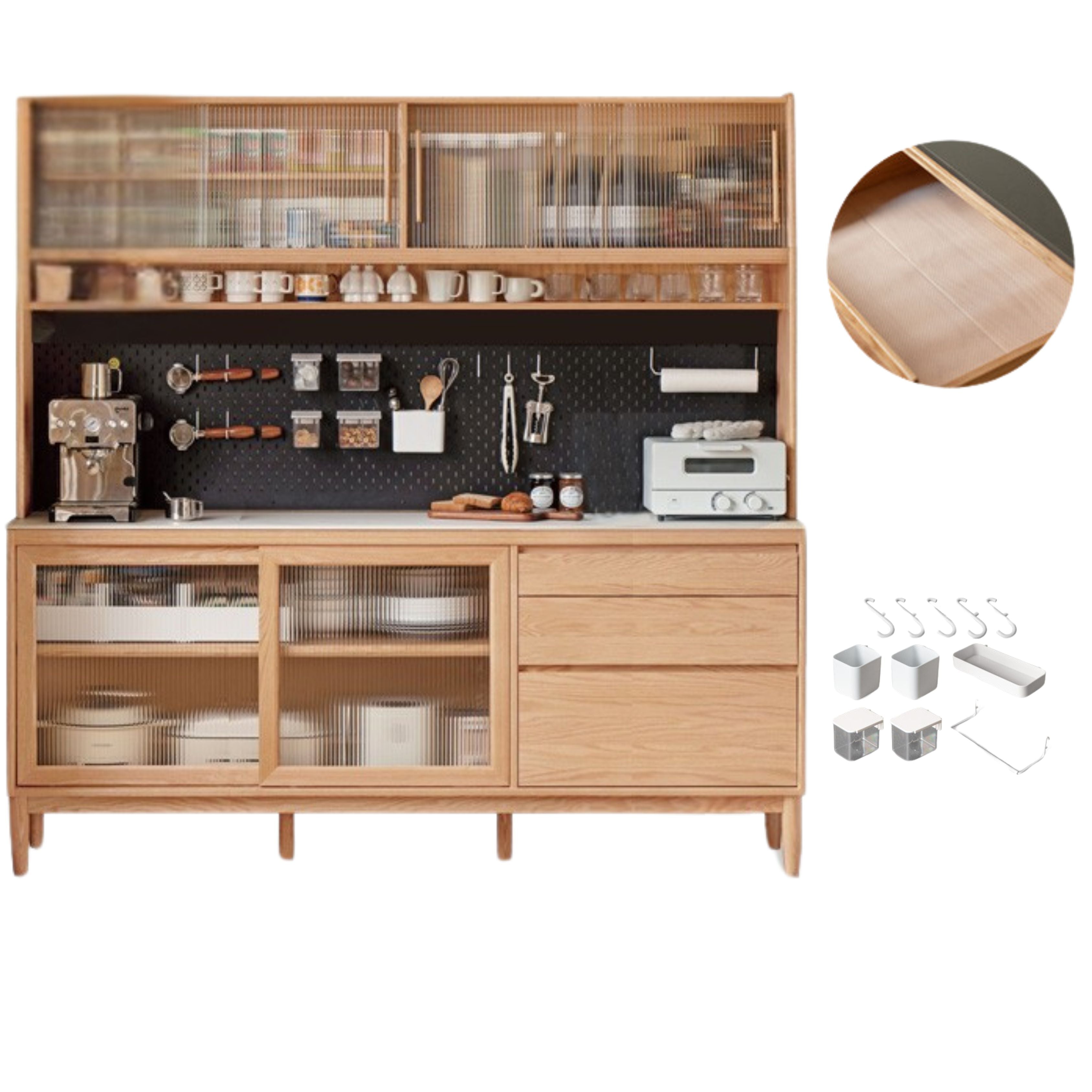 Oak, Ash Solid Wood Large Capacity Storage Sideboard