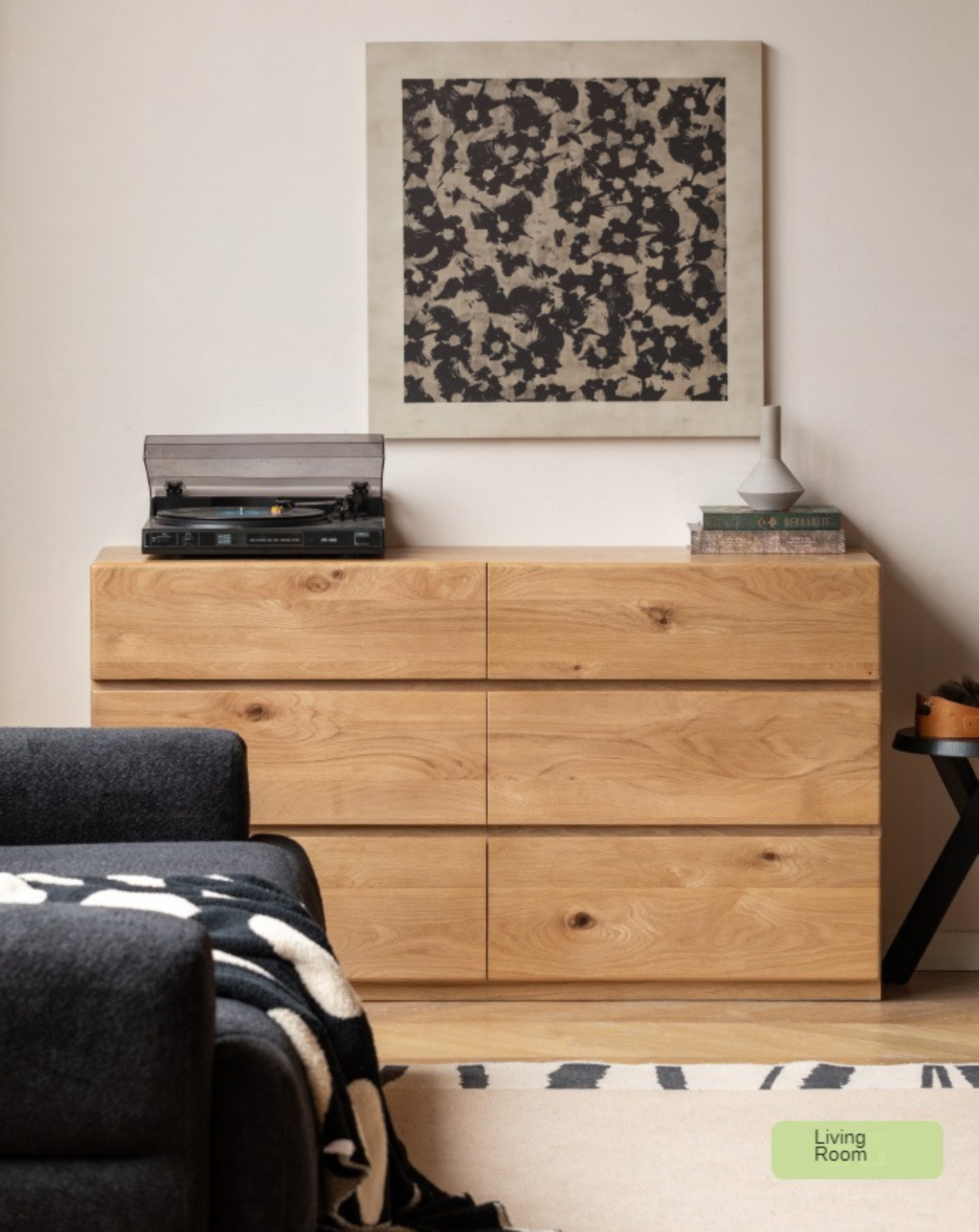 White Oak Solid Wood Wabi-Sabi Style Drawers Cabinet