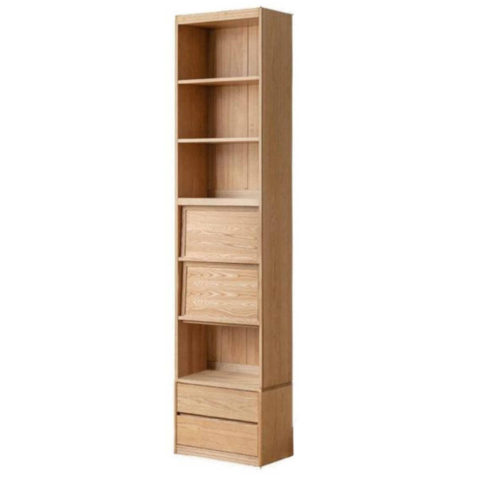 Oak, Ash Solid Wood Wall-Mounted Bookcase with Simple Storage Design