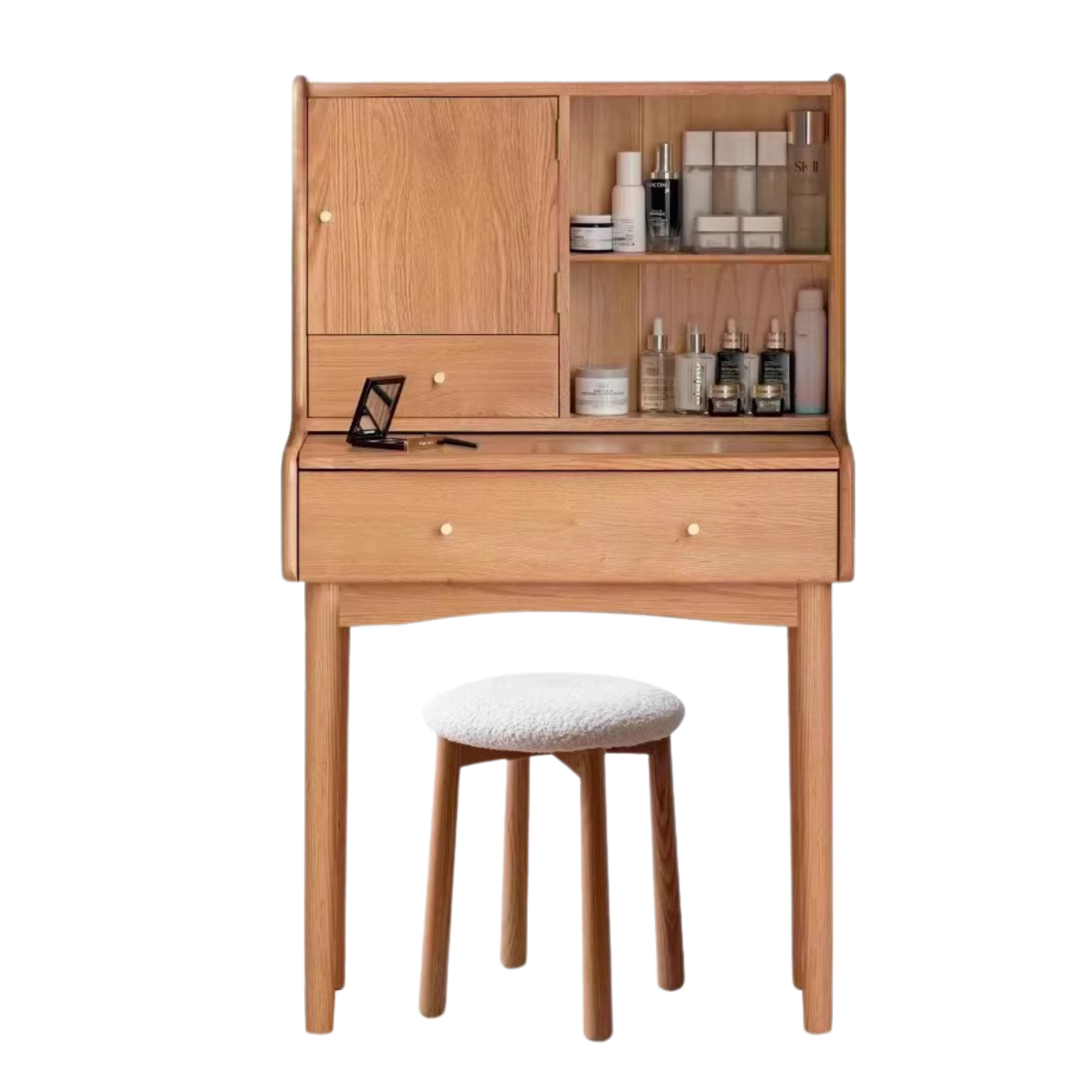 Oak Solid Wood, Solid Rubberwood Vanity Table, Makeup Table.