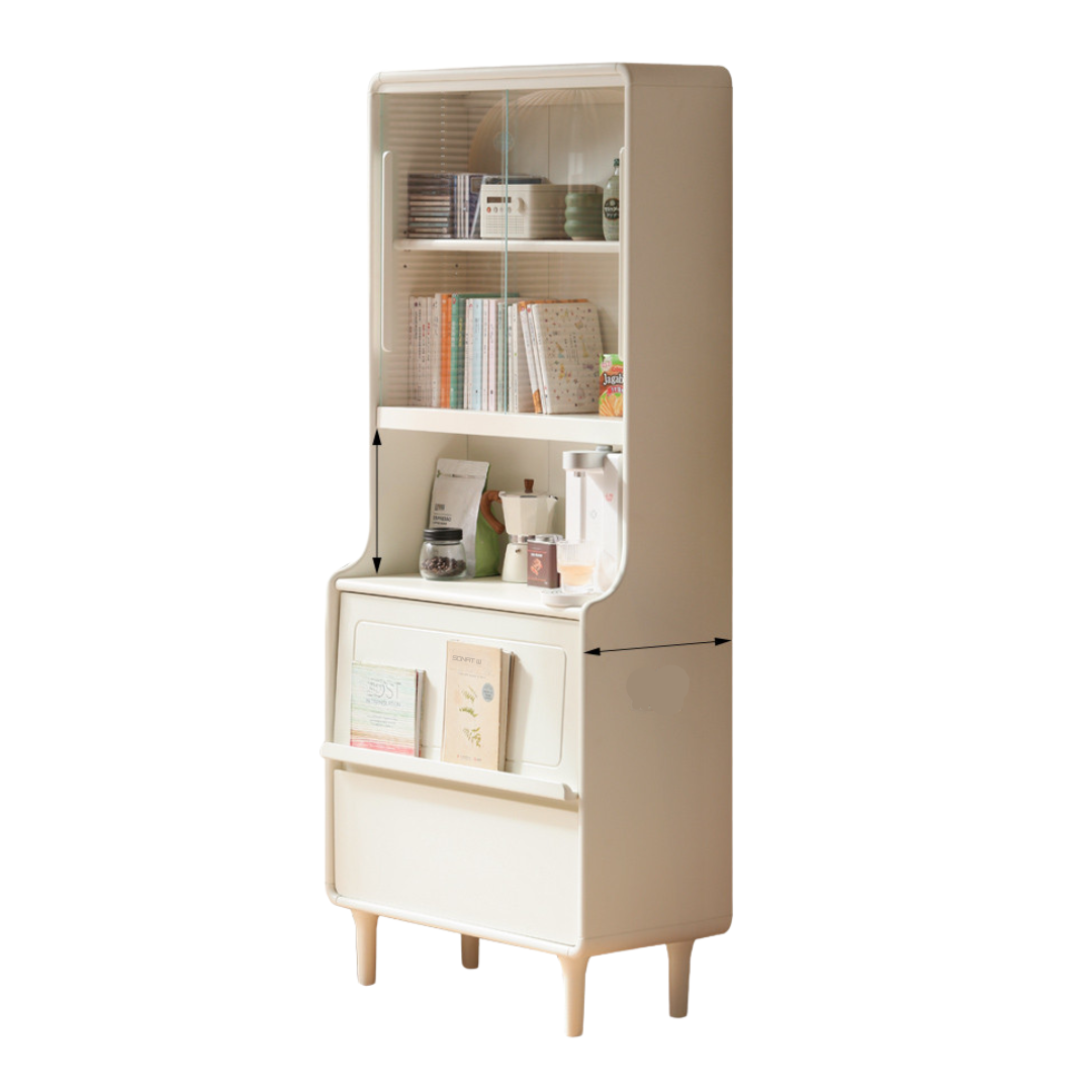 Rubber Solid Wood Bookcase Cream Storage Cabinet Display