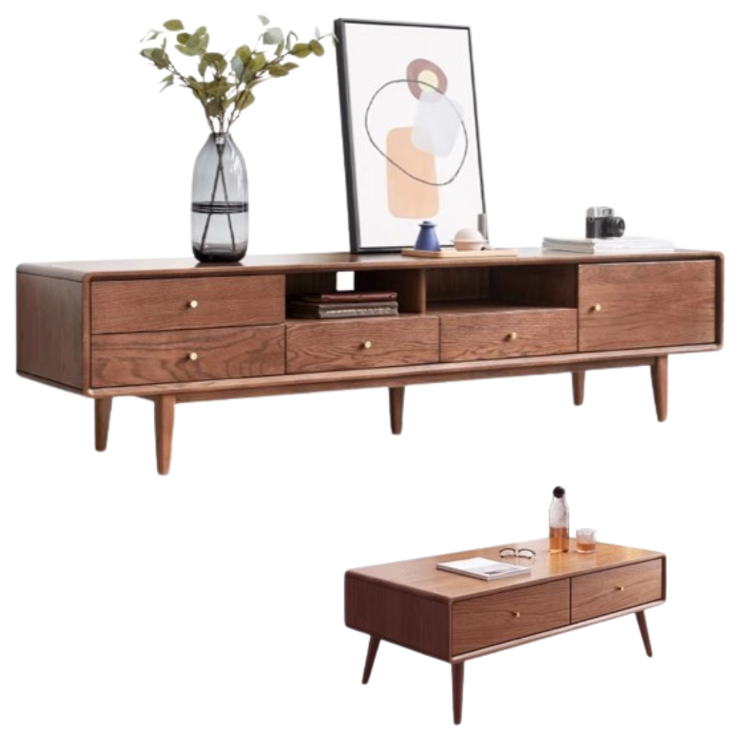 Oak Solid Wood Nordic Modern TV Stand