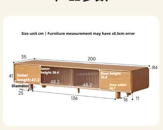 Solid Rubberwood Scandinavian TV Stand