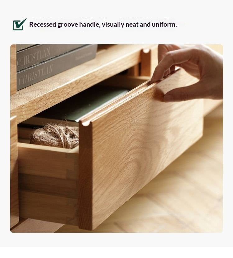 Oak, Solid Rubberwood Modern TV Stand