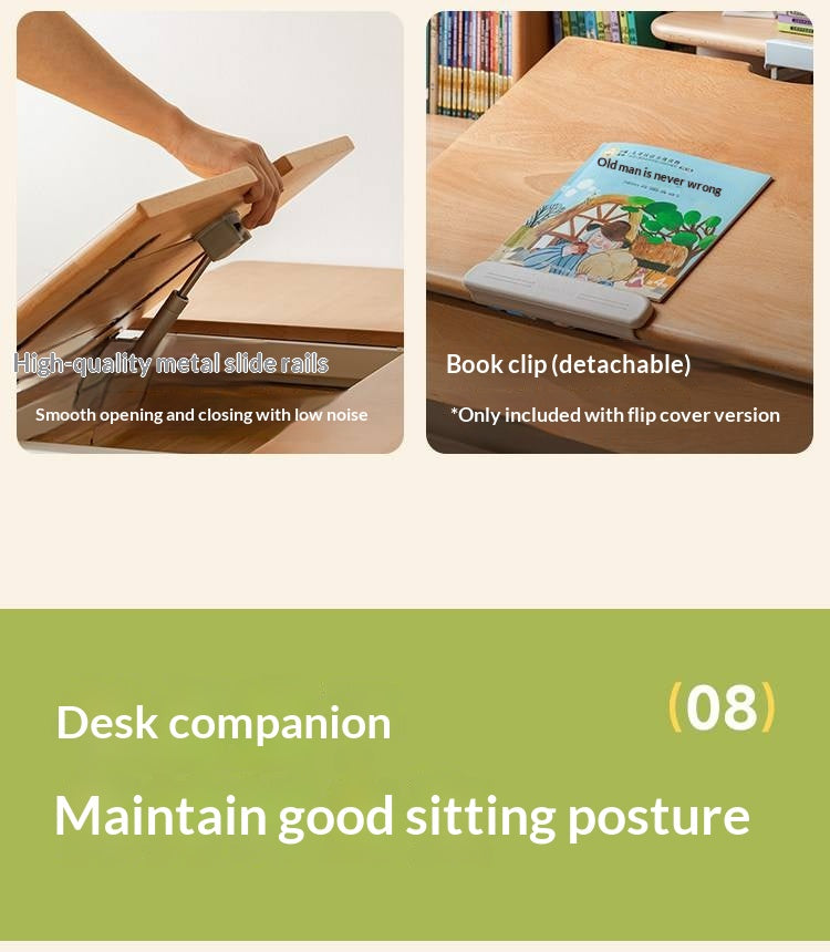 Beech Solid Wood Kids Raised and Lowered Study Table