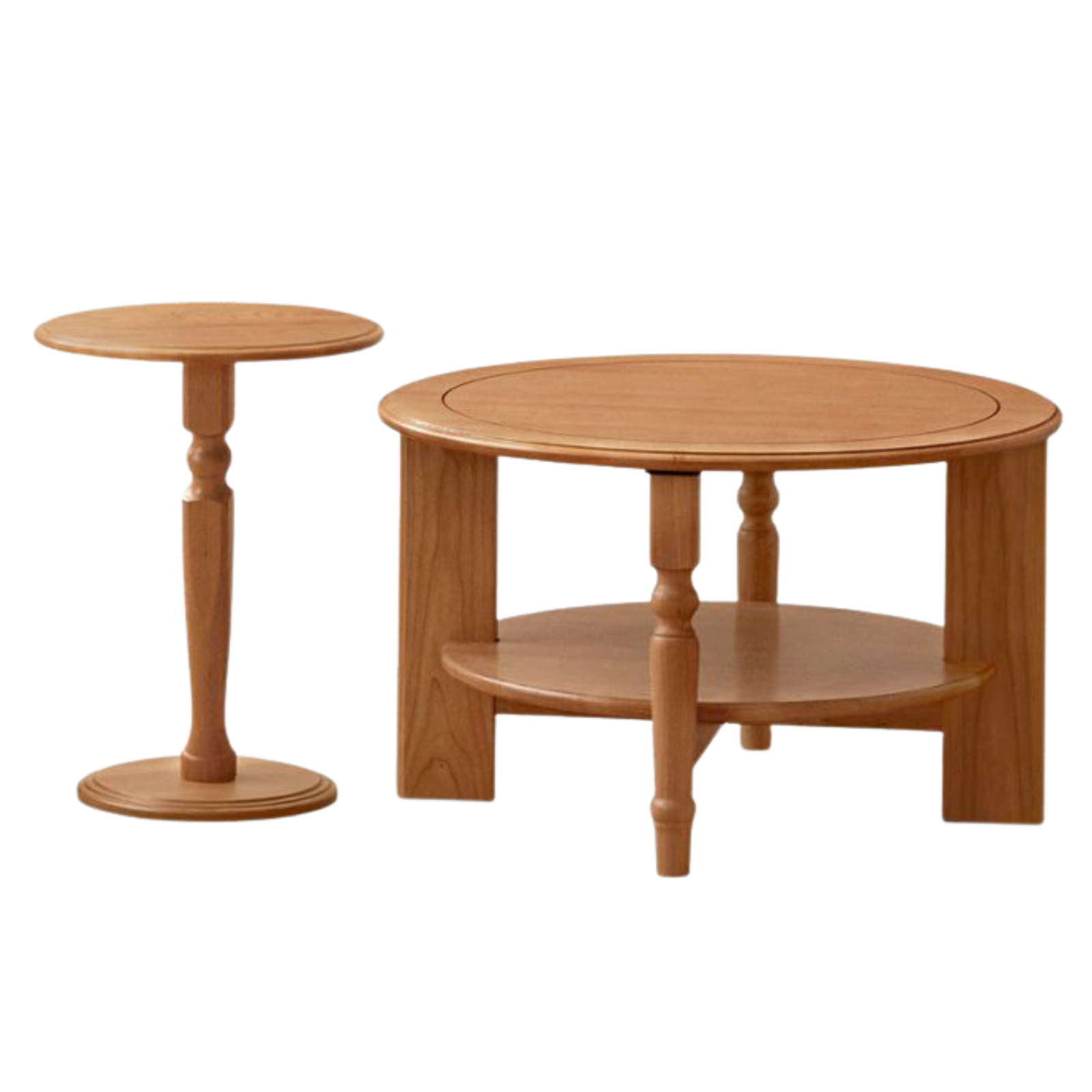 Cherry Solid Wood Coffee Table with French Retro Design