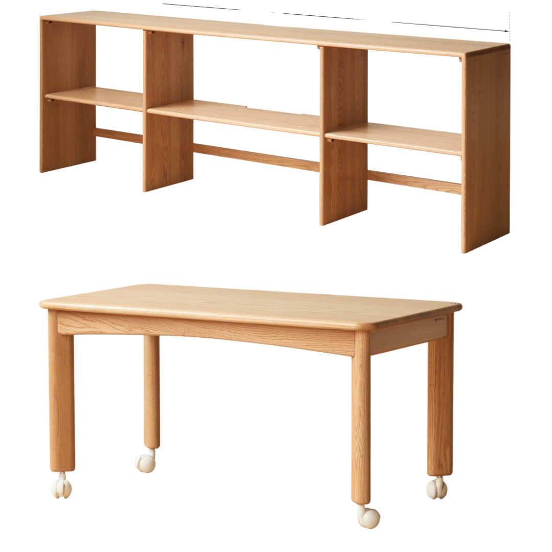 Oak, Solid Rubberwood TV Cabinet Minimalist Children's Toy Storage.