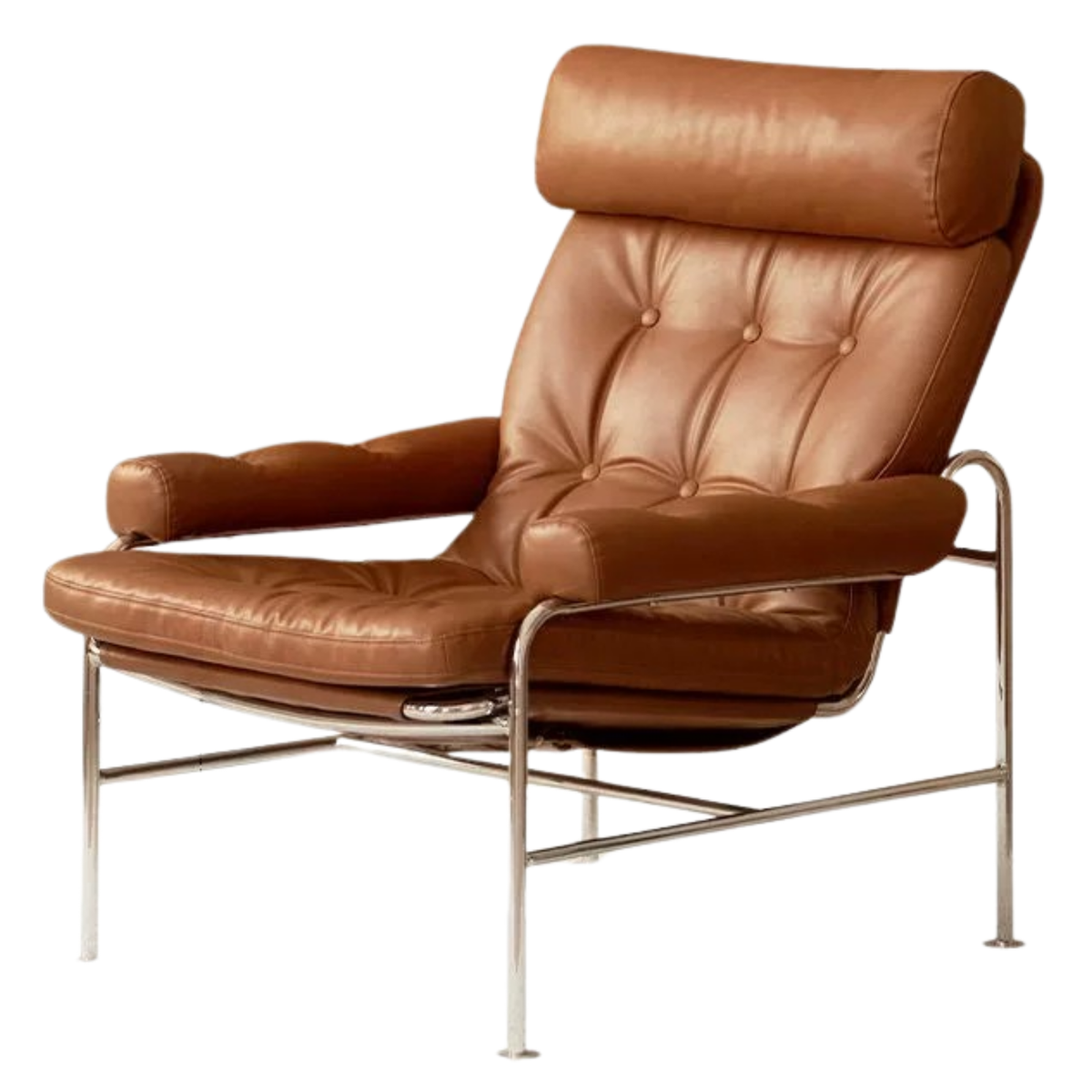 Bauhaus Style Lounge Chair, Mid-Century Accent Chair with Cushioned Back and Armrests