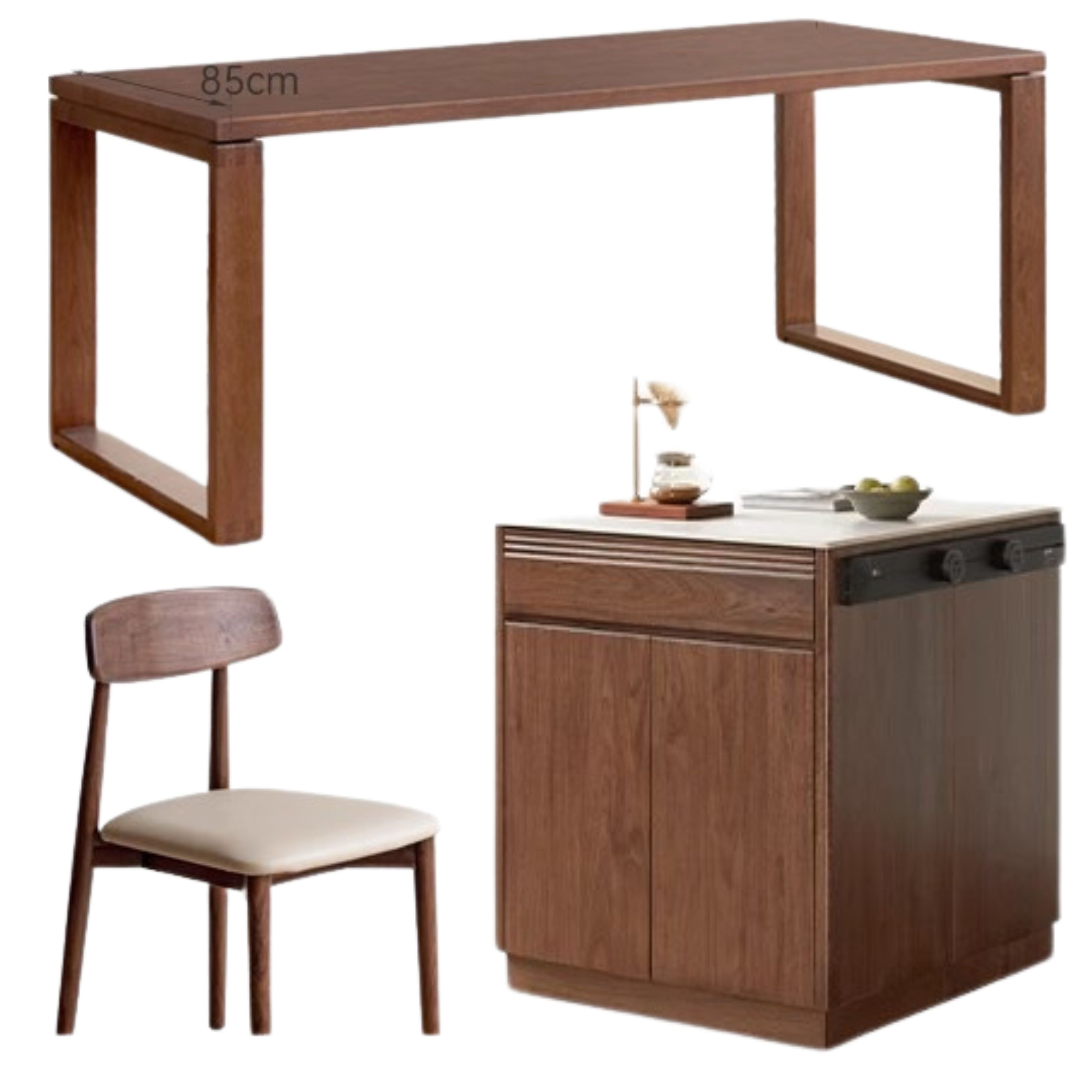 Black Walnut, Oak Solid Wood Island Light Luxury Sideboard