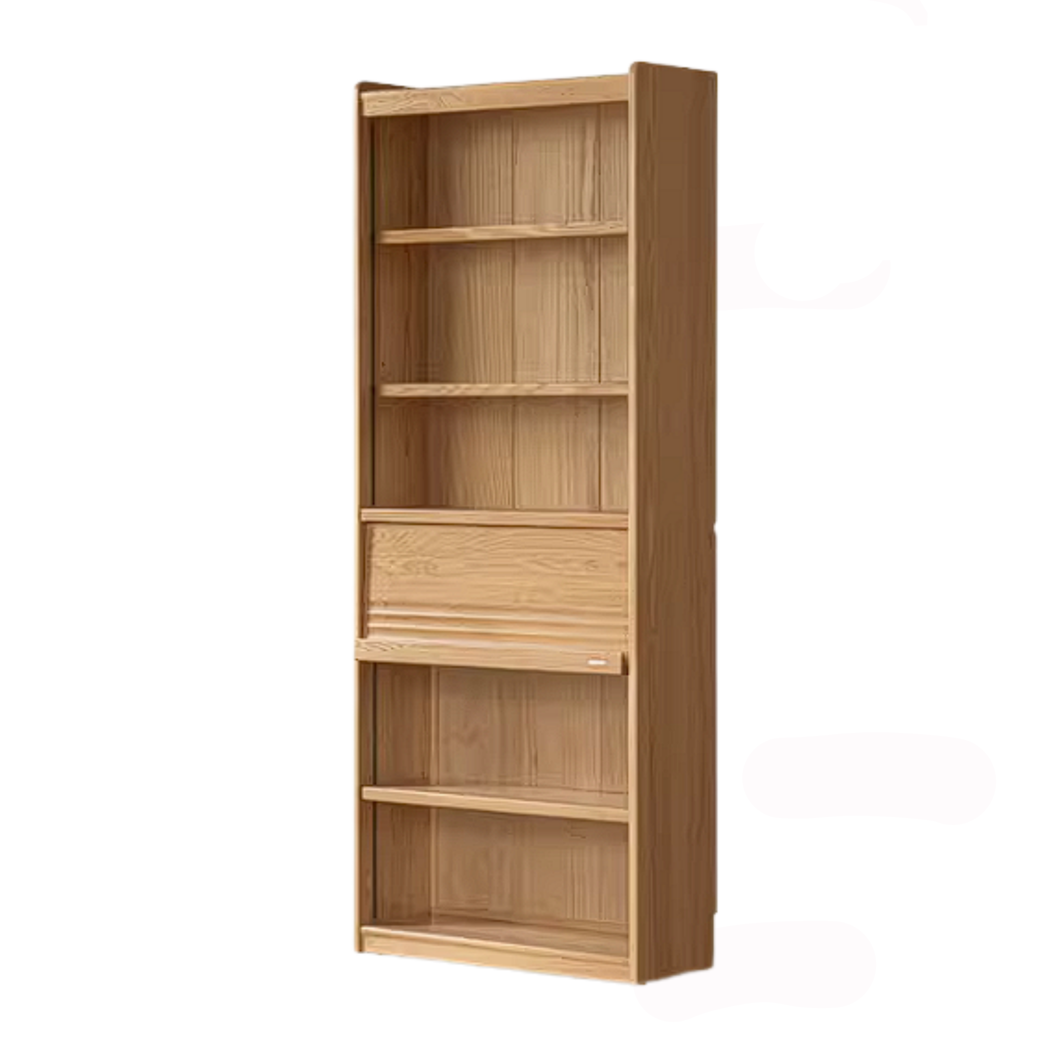 Oak Solid Wood Bookshelf with Integrated Booth Seating